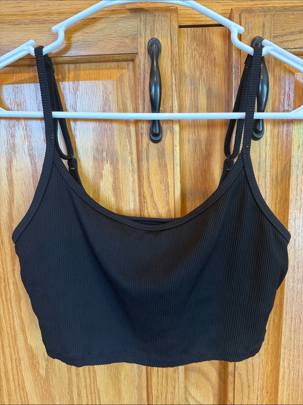 647 Aerie Real Good Ribbed Black Scoop Neck Swim Bikini Top Women’s Medium